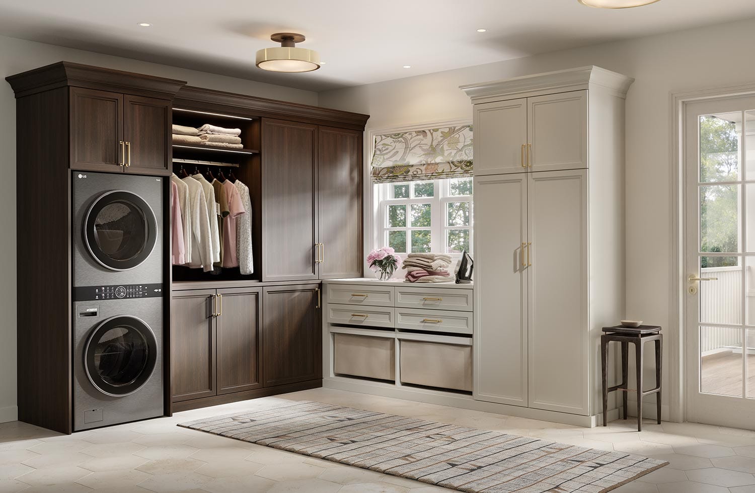 Entryway laundry room ideas with a side entrance made in a custom wood finish by California Closets
