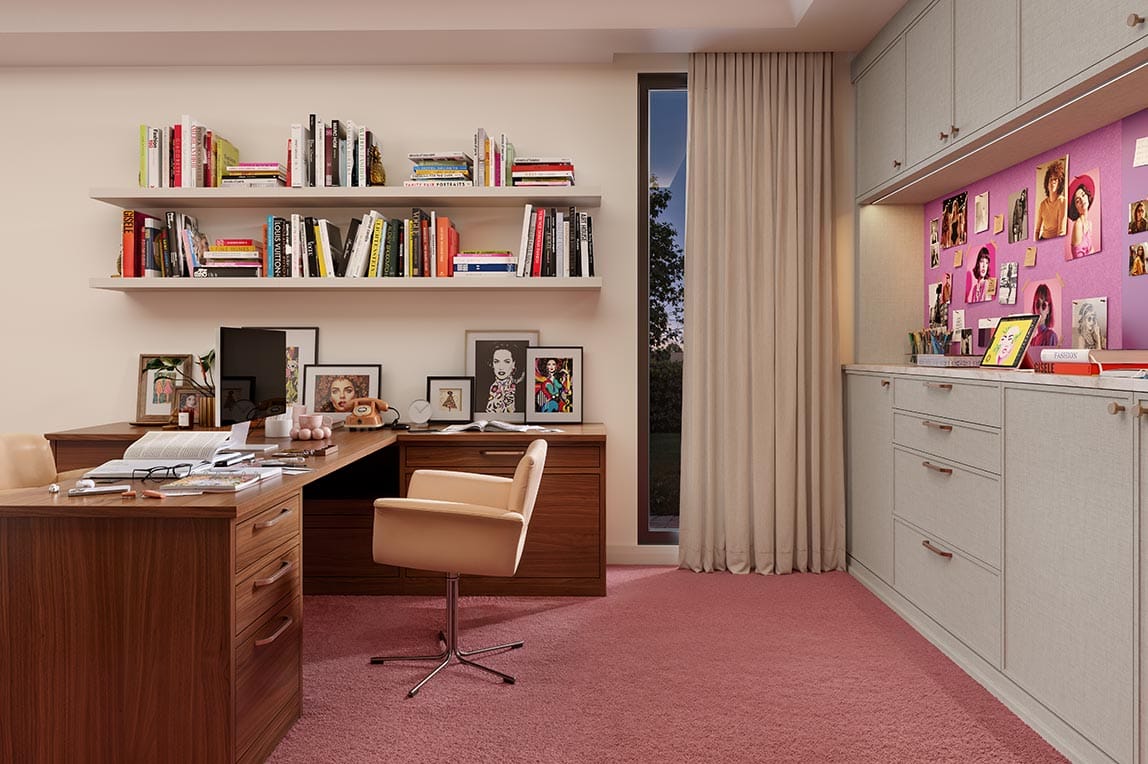 Modern-designed office for the home with Mad Men vibes from California Closets