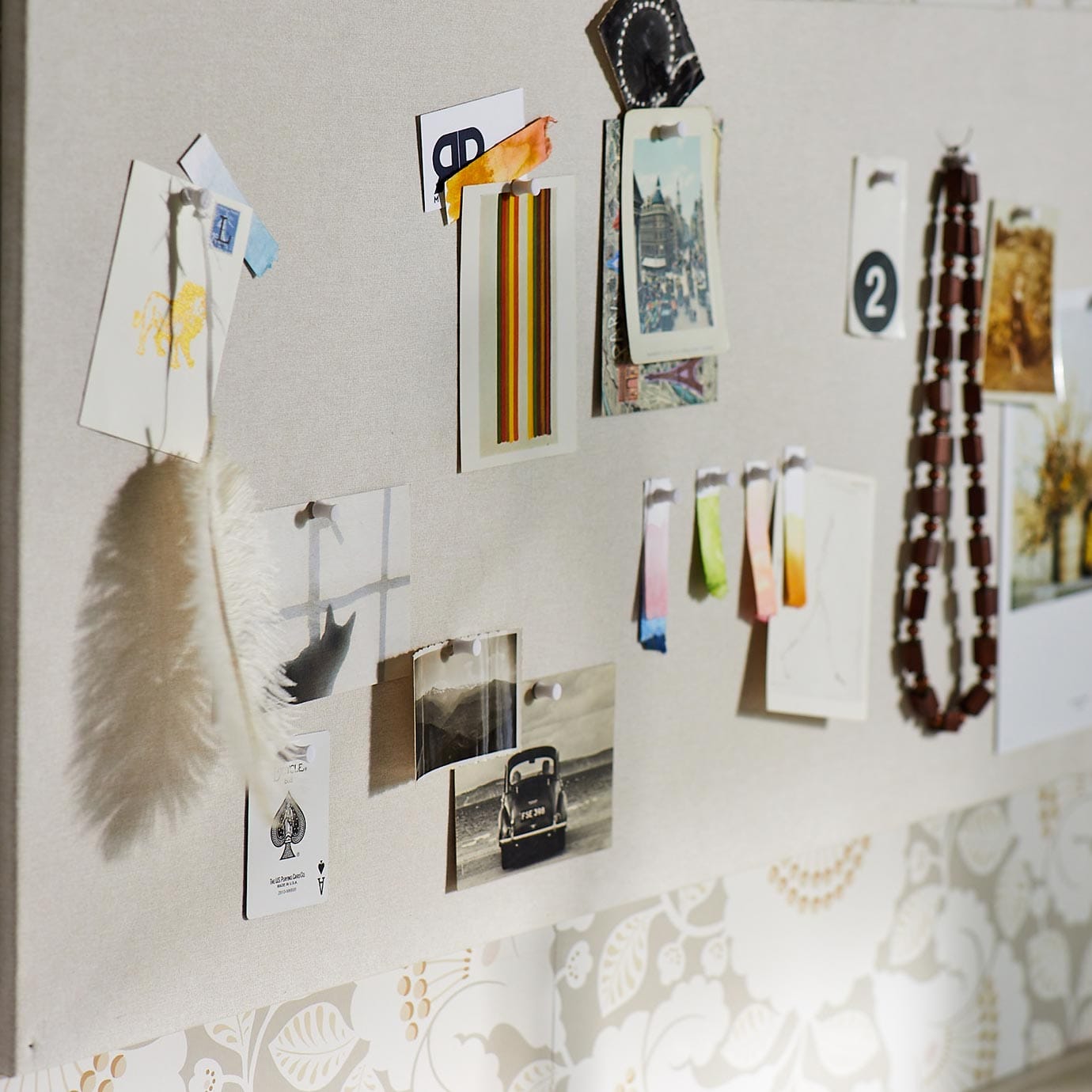 Custom craft area desk organization fabric board decor by California Closets